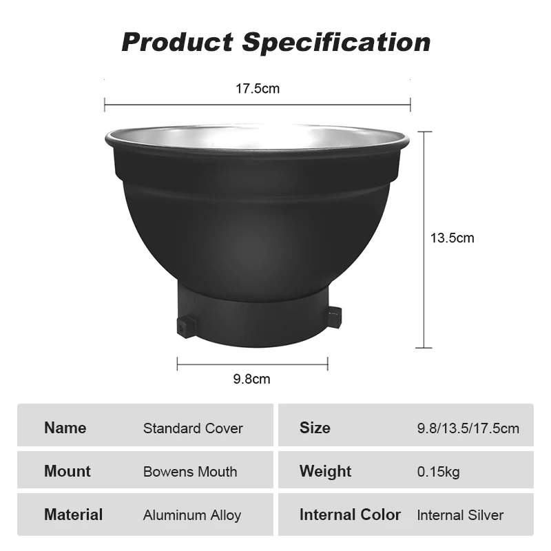 thumbnail image 2 of Soonpho 7" Standard Reflector With Honeycomb Grids (20°/40°/60°) – For Bowens Mount Studio Strobes & Flashes 2 of 12