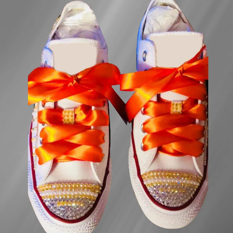 

Lace lace-up pearl rhinestones hand custom canvas shoes spring and autumn low-top casual shoes men and women large size 35-46