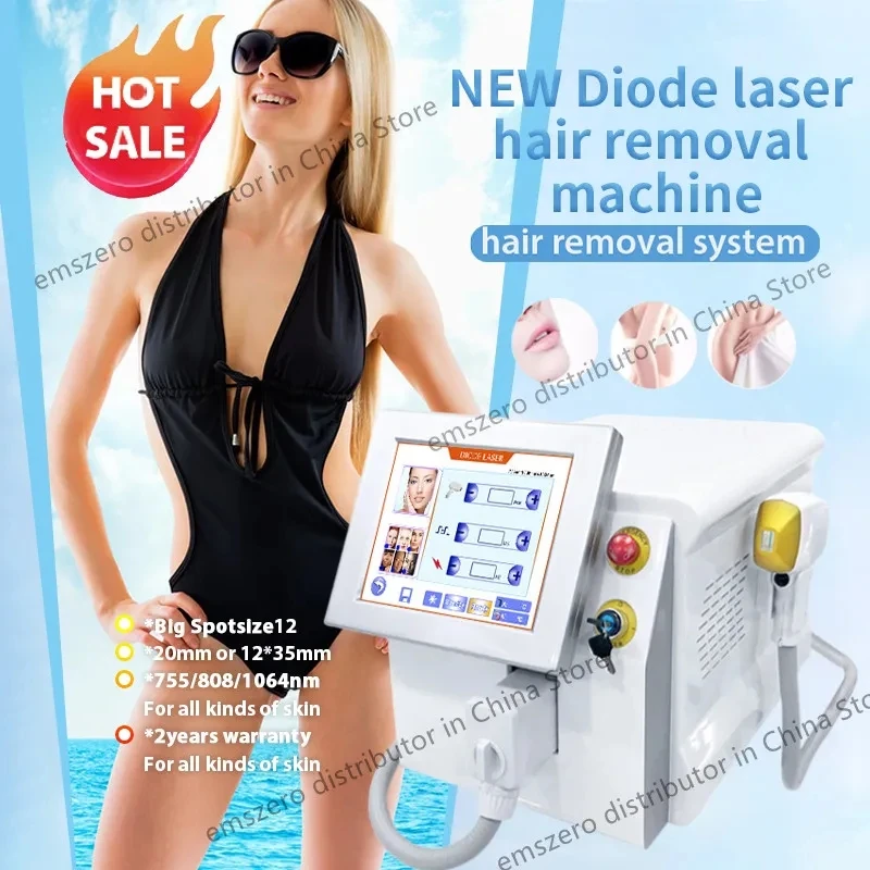 Portable painless l-aser hair removal machine, permanent hair removal and cooling, 3-wavelength diode l-aser 808nm