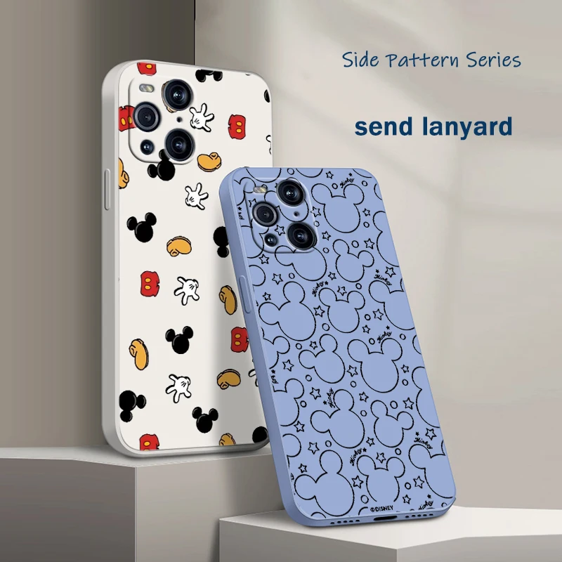 

Minnie Mickey Disney Cute For OPPO Find X6 X5 X3 X2 Pro Lite Neo Liquid Rope Silicone TPU Fundas Cover Phone Case