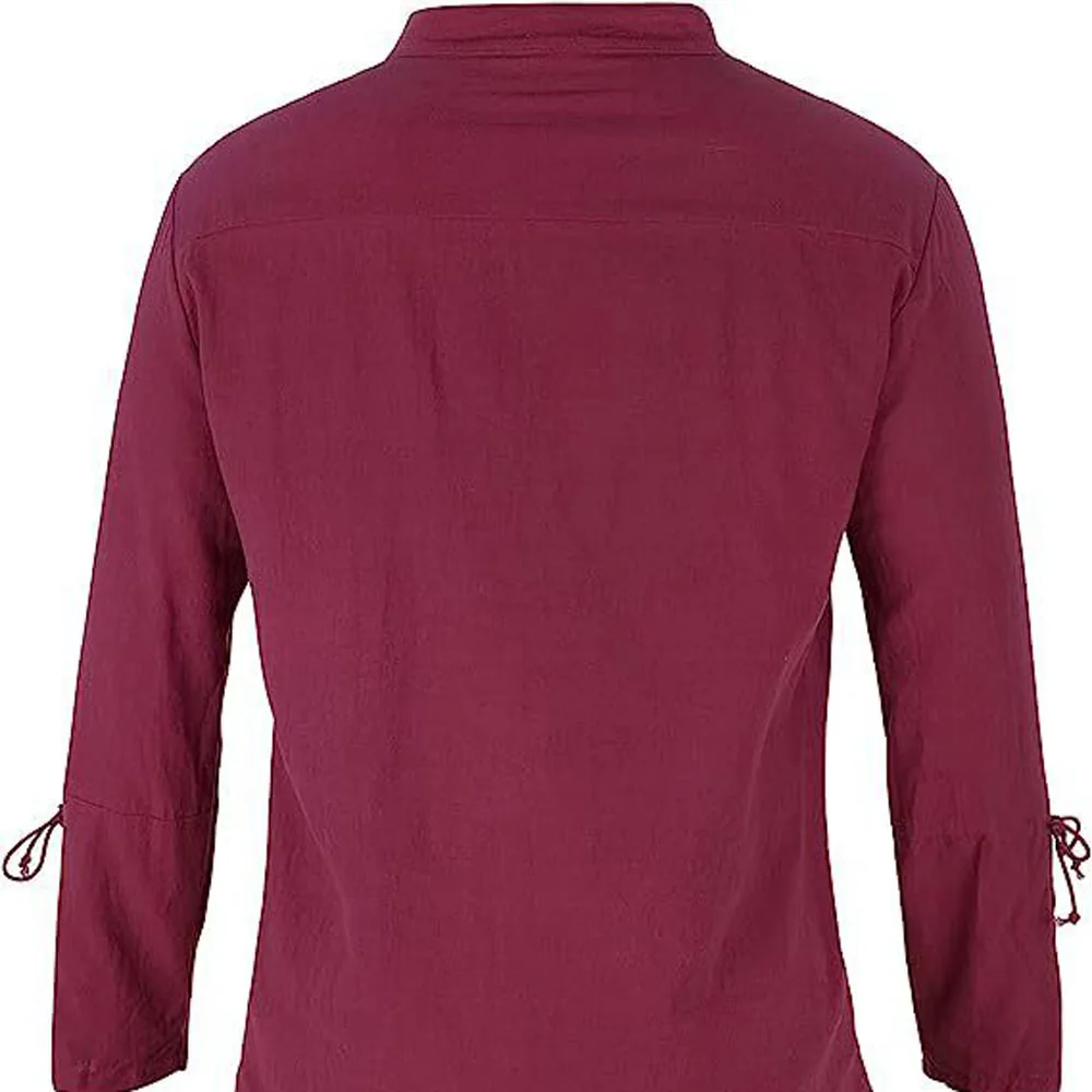 Cotton Linen Long Sleeve Pullover Blouse Shirts for Men