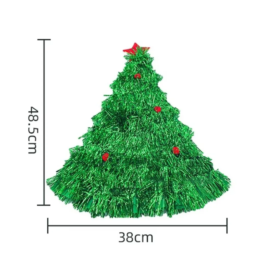 Creative Shiny Tinsel Colorful Poms Christmas Tree Hat Festival Party Supplies Role-Playing Costume Hat Headwear Photo Props