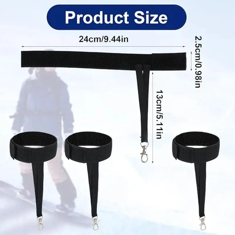 Ski Glove Safety Straps Durable Elastic Sport Accessories with Keychain Practical Ski Board Gear Anti-Loss for  Skiing