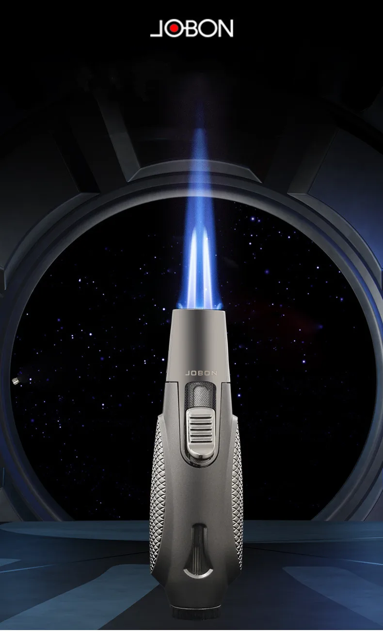 Description Picture 2 of itemJOBON Metal Outdoor Camping Butane Gas Lighter Turbo Torch Double Blue Flame Jet 360° Using BBQ Cooking Cigar Lighters