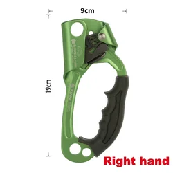 Premium Outdoor Rock Climbing Hand Ascender with Ergonomic Grip (Right - Green)