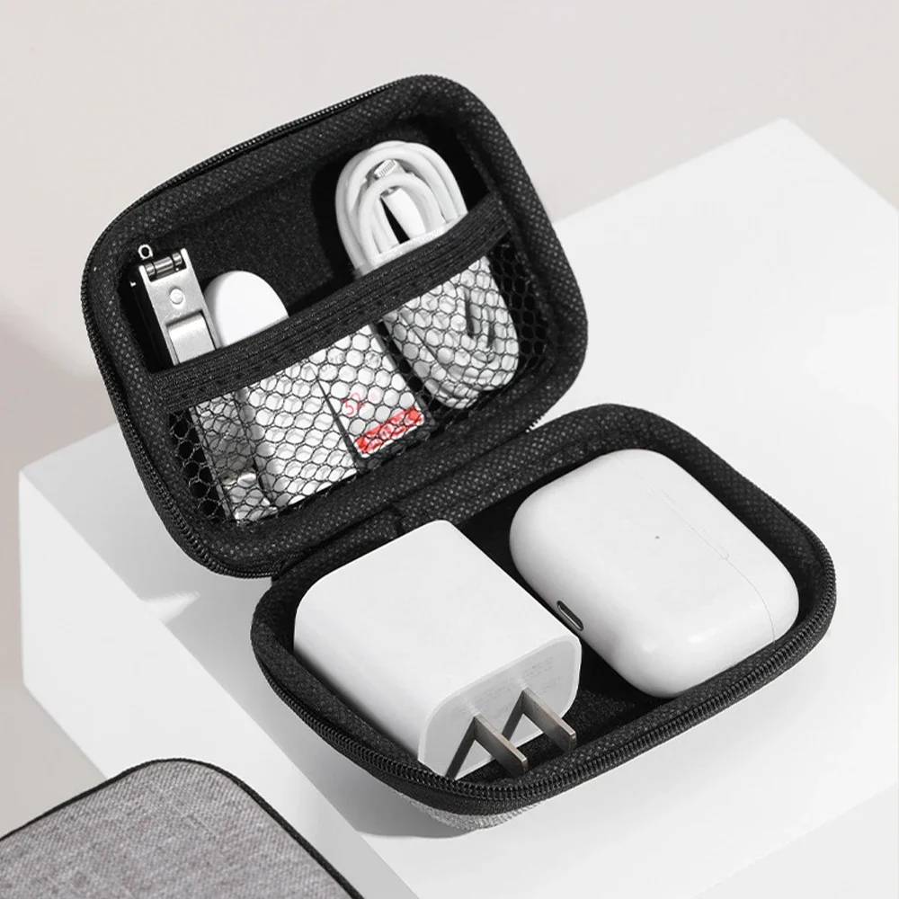 Luluhut Anti Press Hard Storage Box Zipper Carrying Bag For Ear Buds SD Card Earphone Wire Chargers and Usb Cable Organizer