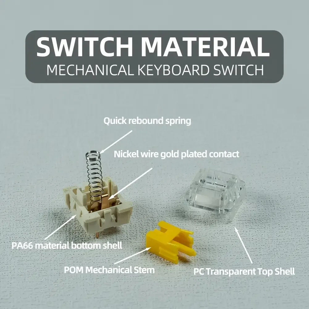 Yellow Dustproof Keyboard Linear Switches 3Pin Switch Precision Axis Linear Mechanical Keyboard Switch