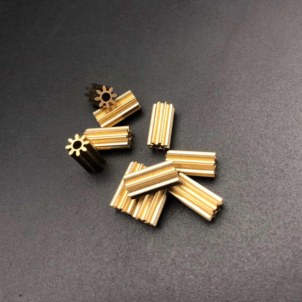 20Pcs 0.5M 8T Brass Gear Spur Pinion Mechanical Small 0.5 Modulus Bore Hole Aperture 2MM 1.98MM 2A 8 Teeth Height Lenghten 10MM