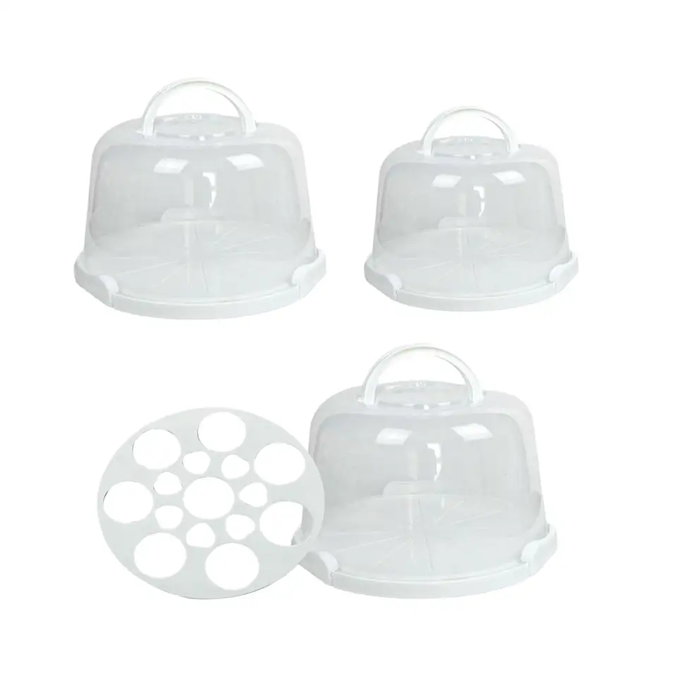Contenitore rotondo in plastica per torte con coperchio