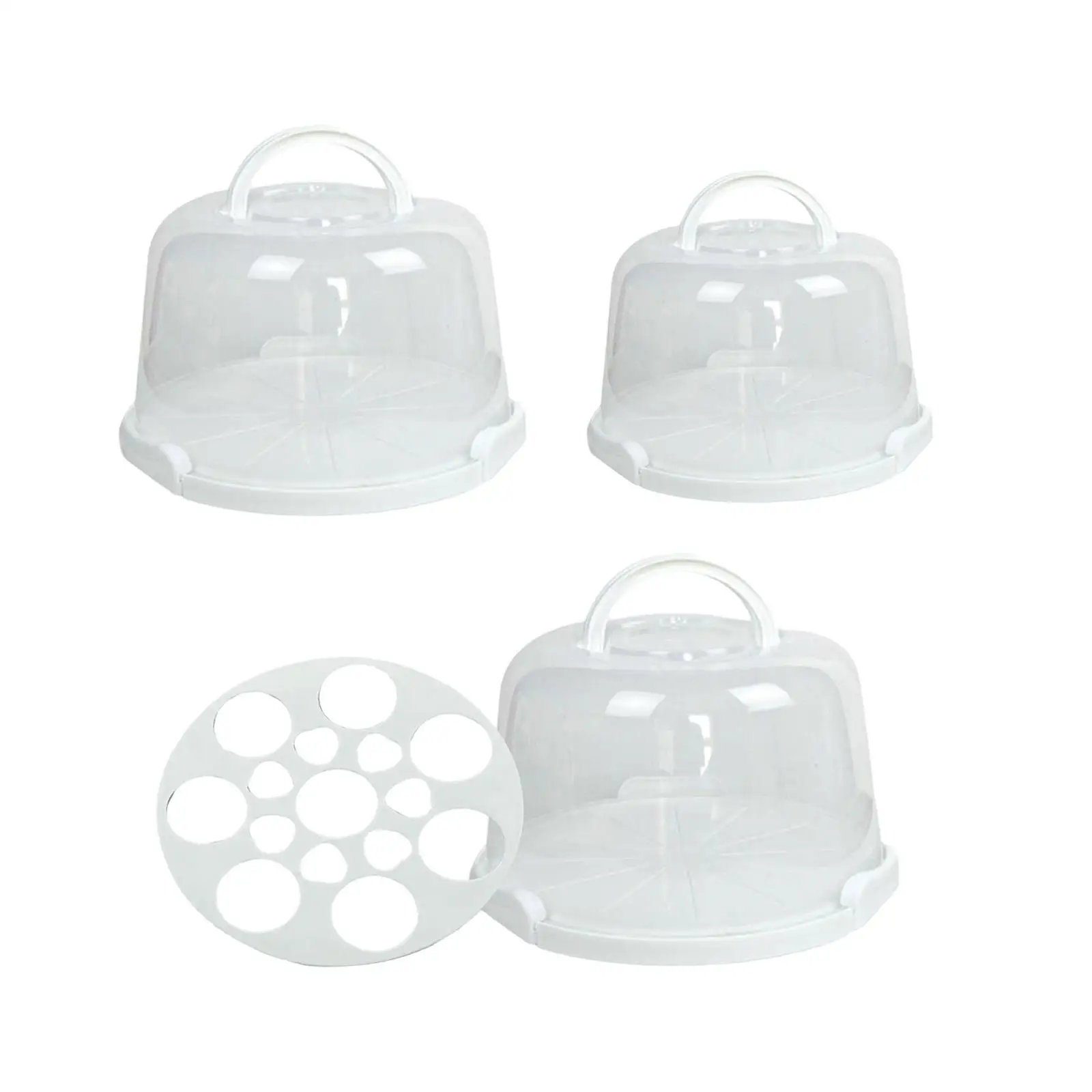 Cake Carrier with Lid and Handle Dustproof Round Cake Cover Portable Cake Box for Doughnuts Camping Desserts Cookies Dishes 2