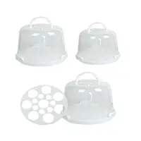 Cake Carrier with Lid and Handle Dustproof Round Cake Cover Portable Cake Box for Doughnuts Camping Desserts Cookies Dishes 2