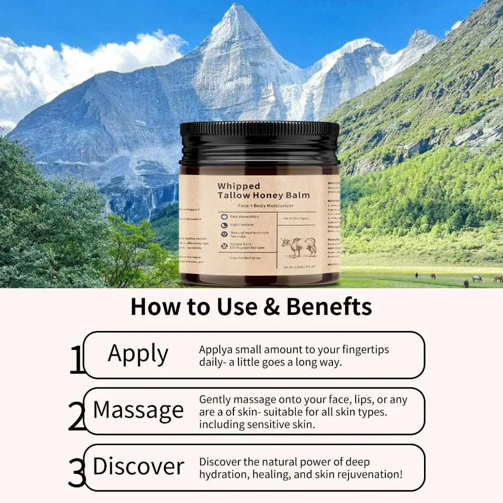 Hydrating Beef Tallow Honey Balm Rejuvenating Improve Rough Tallow Face Moisturizer Non Greasy Face Cream Whole Body Care