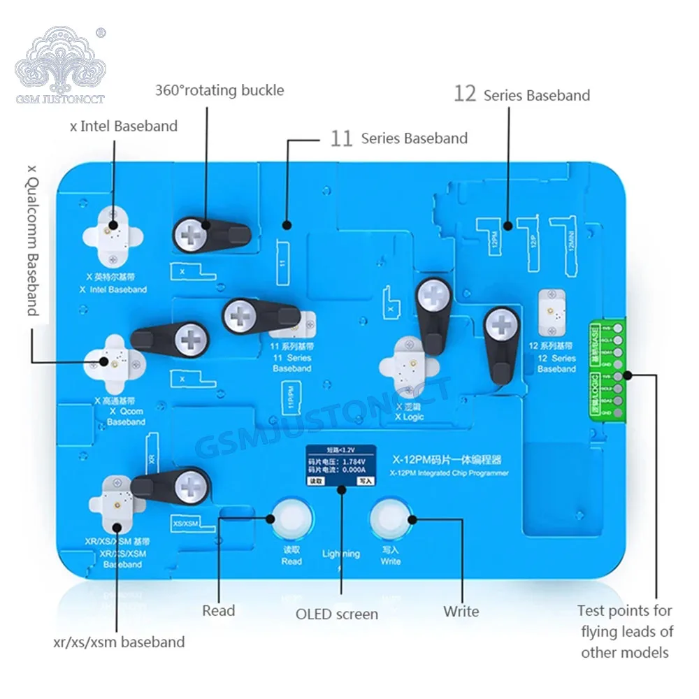 

Чип-программатор JCID JC 13 в 1, встроенный чип, базовая полоса, Logic Intel Qualcomm EEPROM PRO1000S IPhone 6-8 8P X XS 11 12 13 14 MAX PRO