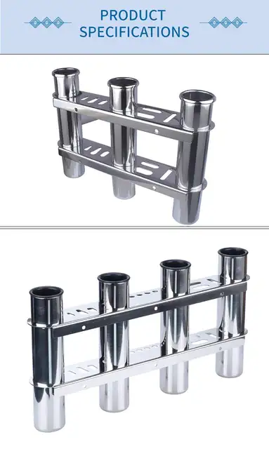 4 Tubes Fishing Rod Holder Stainless Steel Boat Rod Holder Wall