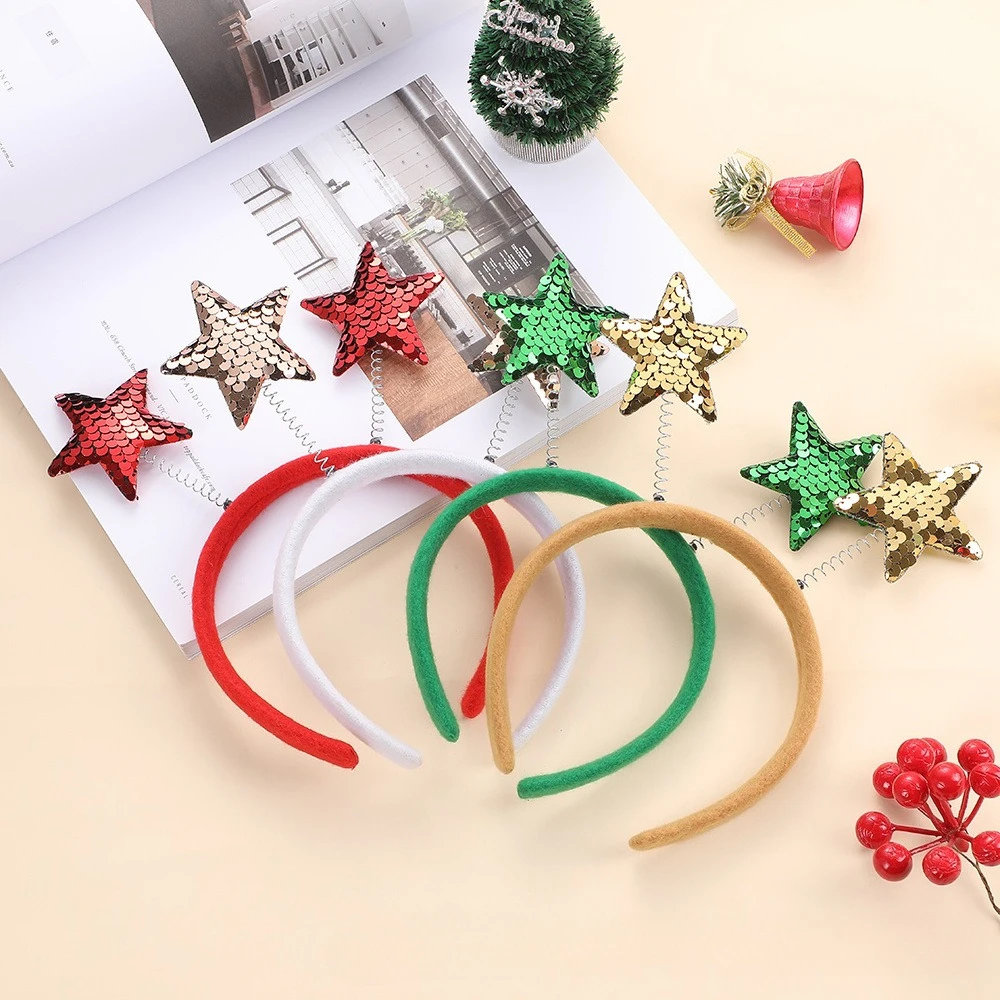Christmas Pentagram Headband Santa Claus Snowman Cute Headband Holiday Adult and Children Headwear Headband