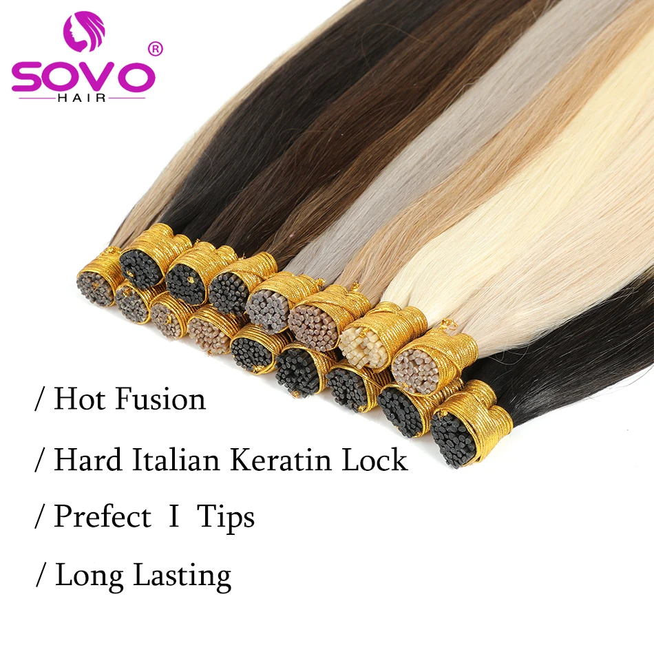 Pre Bonded Keratin Stick I-Tip Remy Human Hair Extension Hot Fusion Hair Smooth Body Wave Salon Supply 0.8 G/Strand