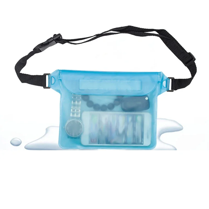 Three Layer Sealed Waterproof Bag with Touch Screen and Adjustable Waistband for Underwater Protection