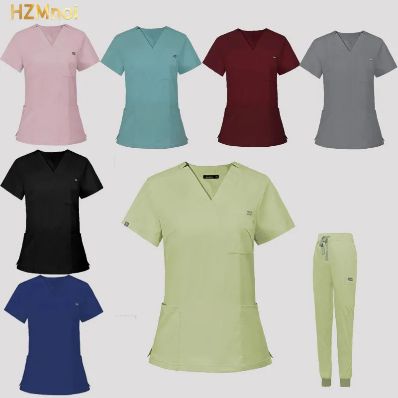 

Unisex Short Sleeved Pharmacy Nurse Uniform Hospital Doctor Cotton Workwear Oral Dental Surgery Uniforms Medical Scrubs Sets