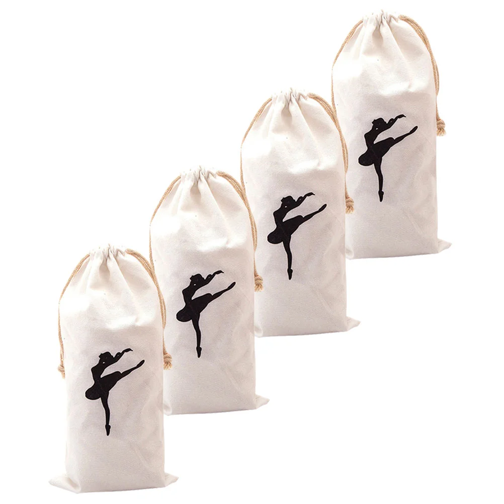 

4 Pcs Canvas Drawstring Ballet Pointe Shoes Storage Bag Dance Accessories for Girls Pouches Women's