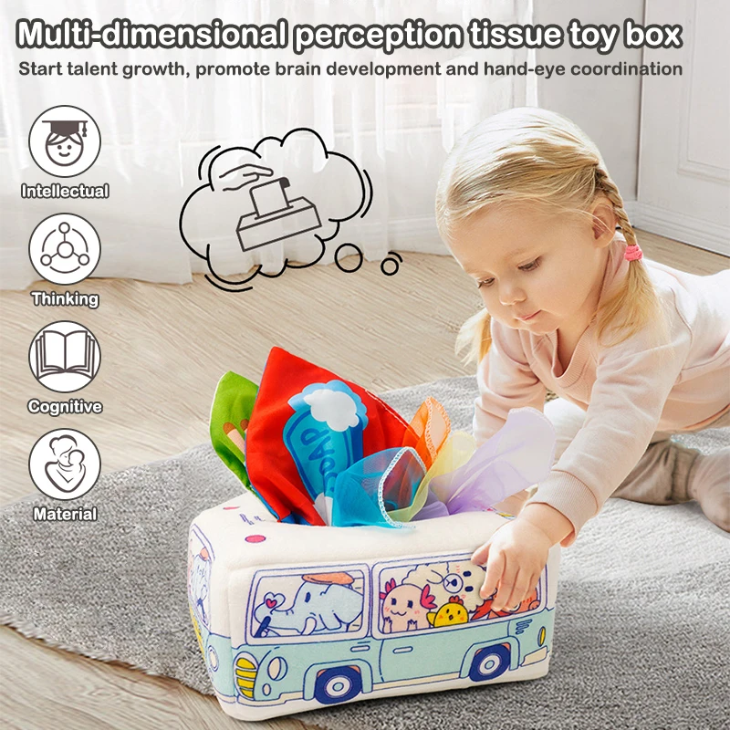 Baby Magic Tissue Box Toy Infant Pull Along Square Magic Tissue Box