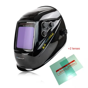 Maschera per saldatura 1/1/1/1 Oscuramento automatico Casco per saldatura Vista ampia 3,93x3,81 pollici Colore vero 4 sensori per saldatrice MIG MAG MMA