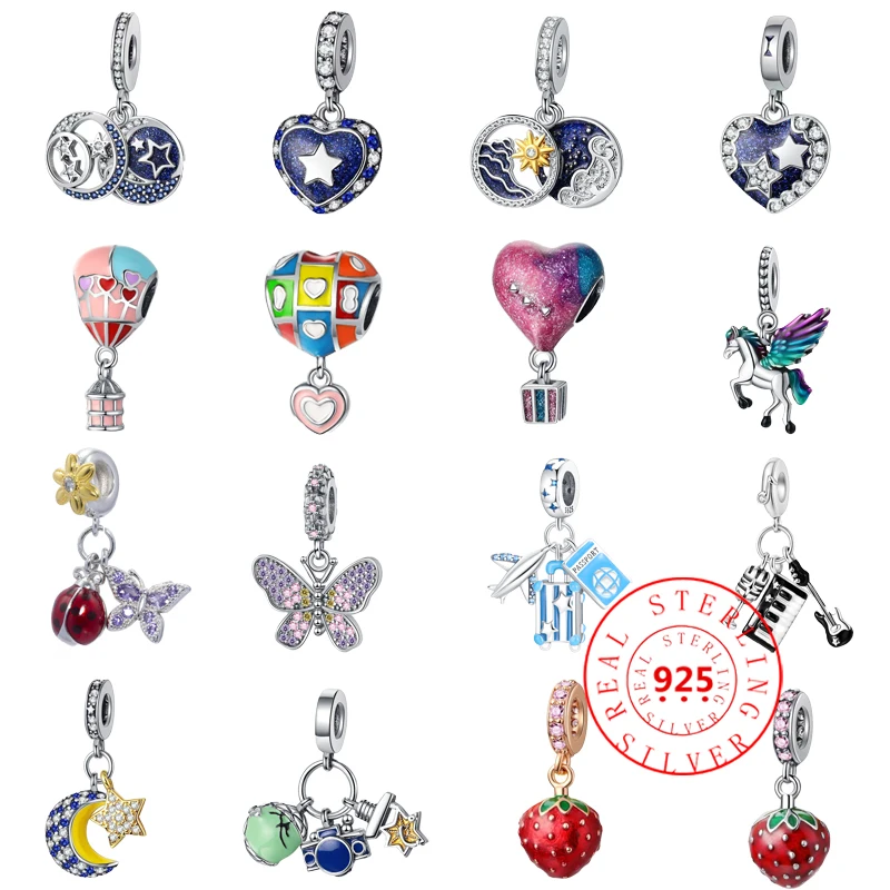 

Sparkling Fine New 925 Sterling Silver Unicorn Stars Butterfly Hot air balloon Beads Pendant Fit Pandora Charms Bracelet Jewelry