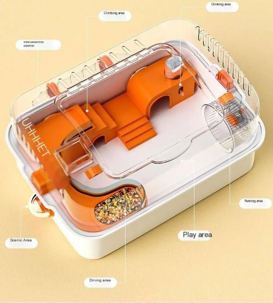 Title 2, Pipe Hamster Cage Acrylic Tunnel Cage Golden Be...