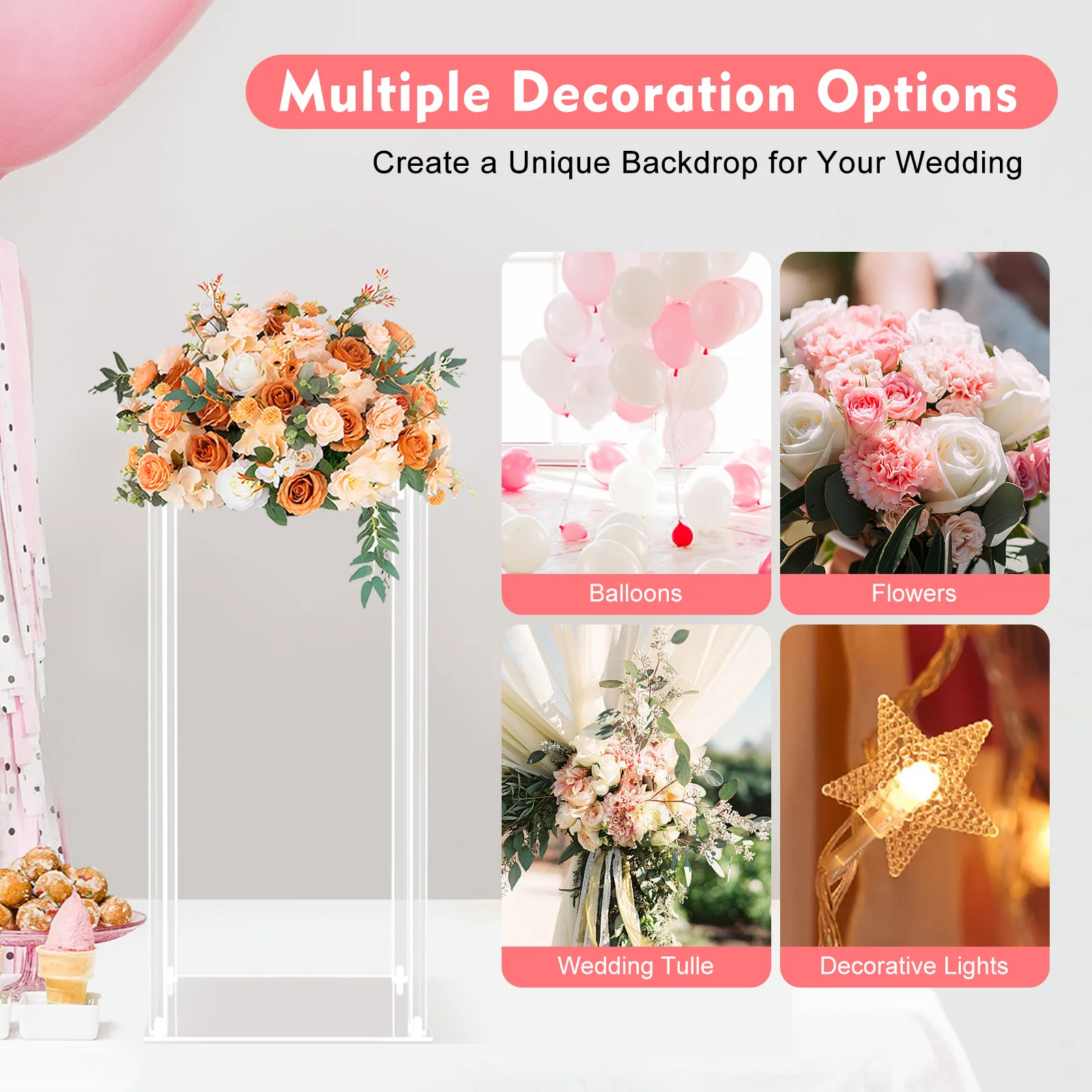 

10PC 60cm Clear Vase Column Stand Acrylic Wedding Flower Stand Home Party Decor Rectangle Acrylic Wedding Flower Stand
