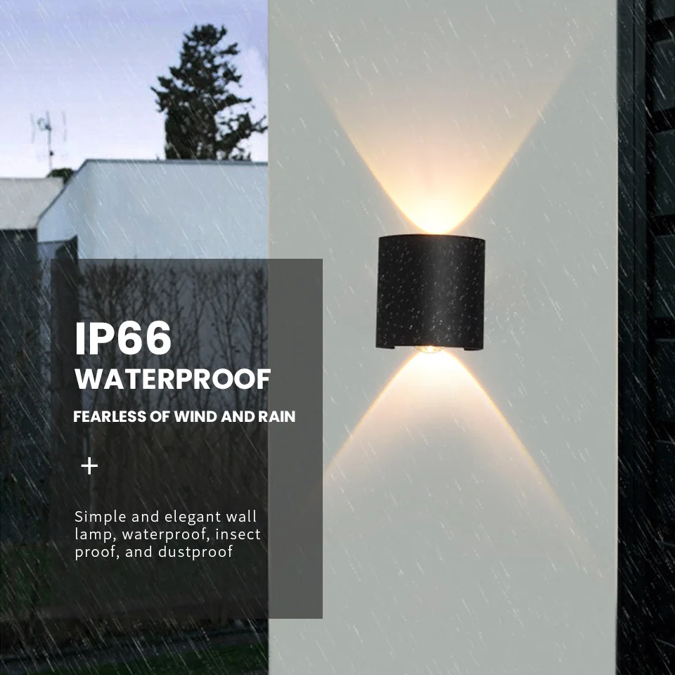 2W LED Wall Lamp Outdoor Waterproof Garden Lighting Indoor Bedroom Living Room Stairs Wall Light