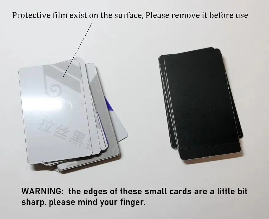 Thickness 0.45mm Small Black Stainless Steel Metal Tag Single Side Brush Finish Business Cards For Laser Engraving