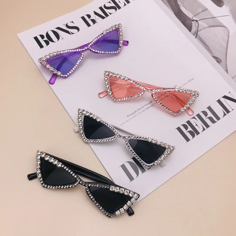 Kids Diamond Crystal Cat Eye Sunglasses Sun Glasses UV400 Summer Shades Black Red Small Eyewear Luxury Gafas