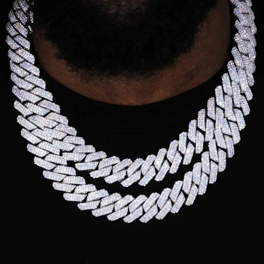 20mm Cuban Link Chain for Men Iced Out Choker Necklace Prong Setting Cubic Zirconia Big Heavy Chunky Hip Hop Jewelry