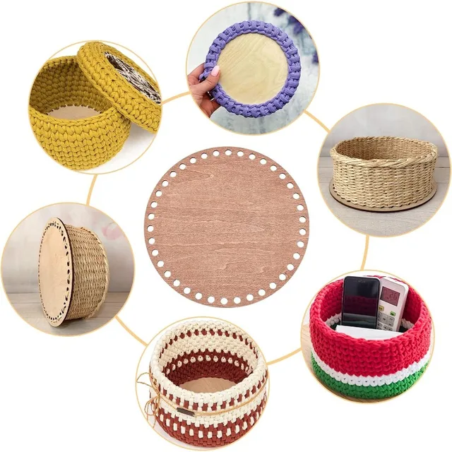 3 Fondi In Legno Per Cesti All'Uncinetto - Diametri 10, 15 E 20 Cm Per Creazioni Fai Da Te - Foto 5