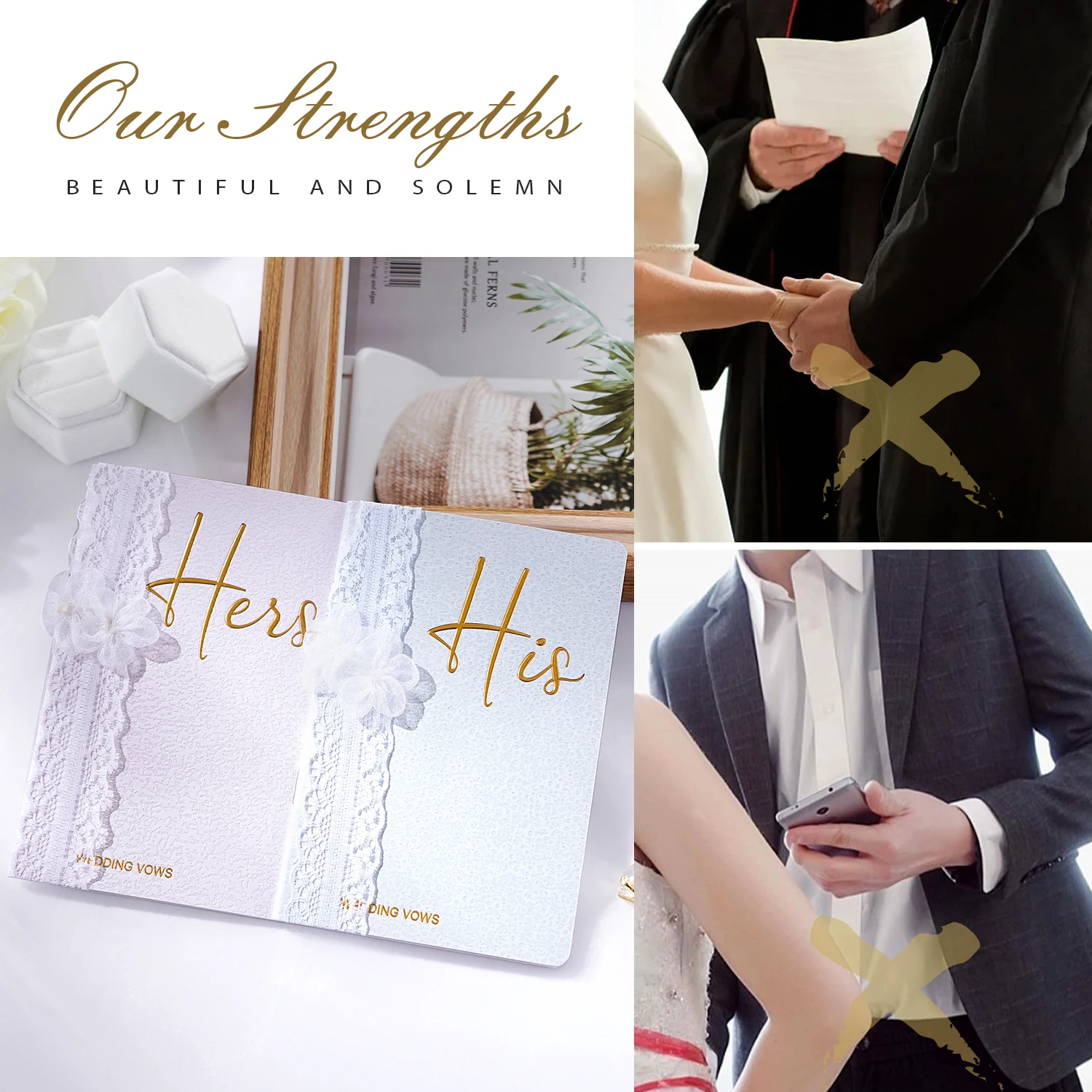 Wedding Vow Card Bride & Groom Engagement Wedding Gifts Set Anniversary Memory Vow Books Keepsake Ceremony Party Decoration