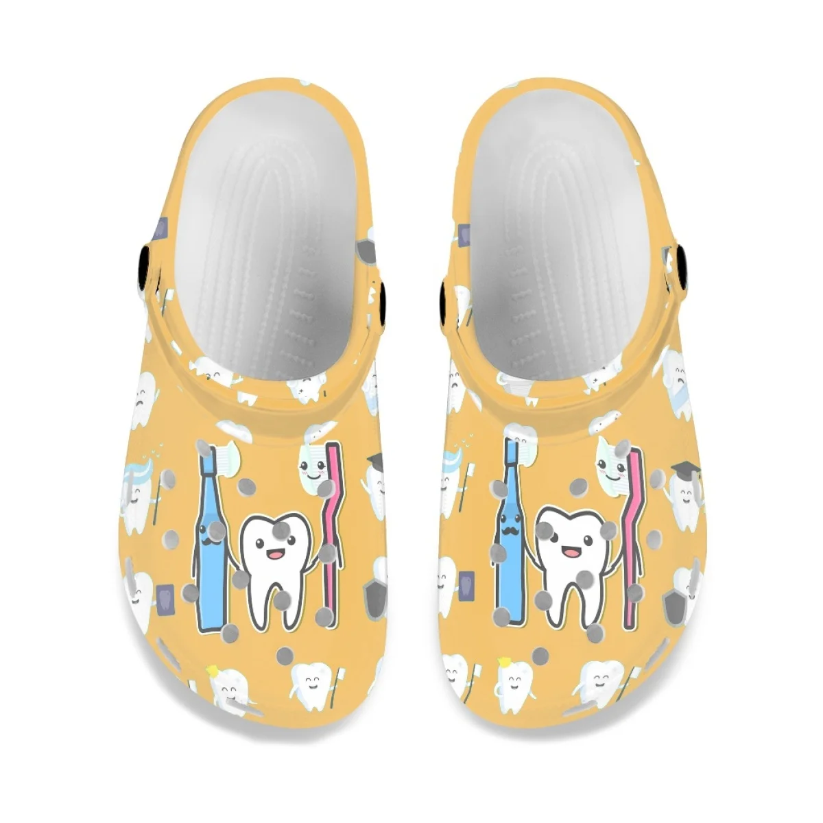 Cartoon Teeth Print Fashion Sandals Female Dental Nursing Shoes Flat Cozy Non-slip Heel Strap Slippers Garden Shoes Summer New