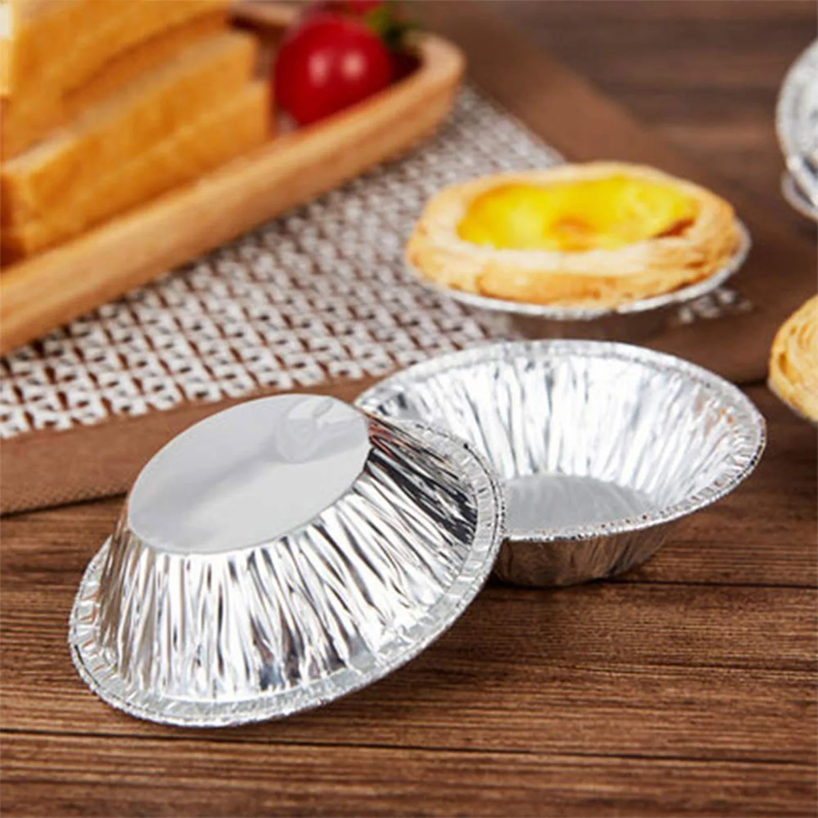 

250Pcs Disposable Tinfoil Tart Pan Cake Baking Cup Thickened Egg Tart Cup for Egg Tart Cupcake Pudding Kitchen Baking Supplies