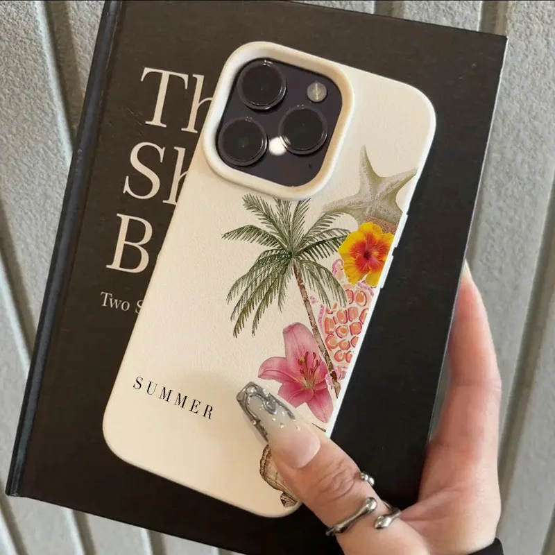รูปสินค้า เคสโทรศัพท์ลายลิ้นจี่ ต้นมะพร้าว ปลาดาว สำหรับ iPhone 17/16/15/14/13/12/11 Plus Pro Max