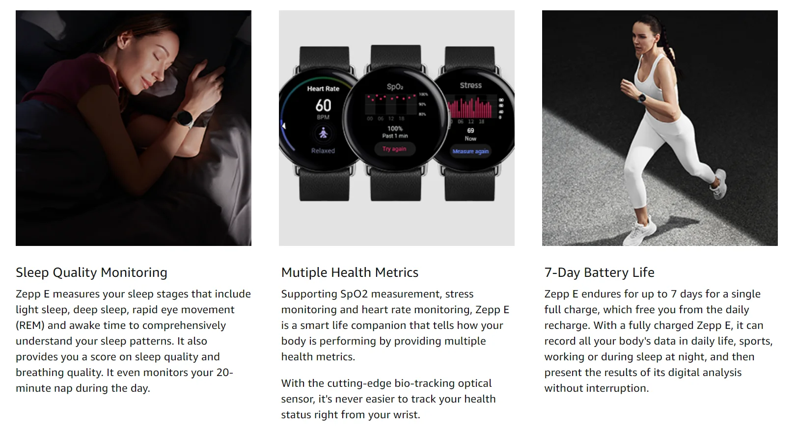 Amazfit Zepp E Circle 5 ATM Waterproof Ultra Slim Bezel Less Smartwatch