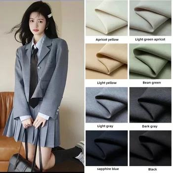 Twill Pattern Anti-wrinkle Suit Fabric High Quality Per Meter for JK-uniform Coats Skirts Sewing Micro Elastic Cloth White Plain 1