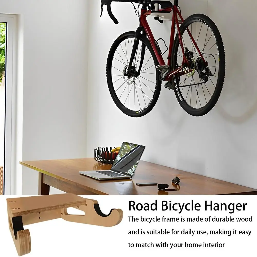 Bike Wall Rack Road Mountain Bicycle Wall Hangers Hooks Indoor Wooden Cycling Hanger Bicycle Storage Mount Holder Accessories
