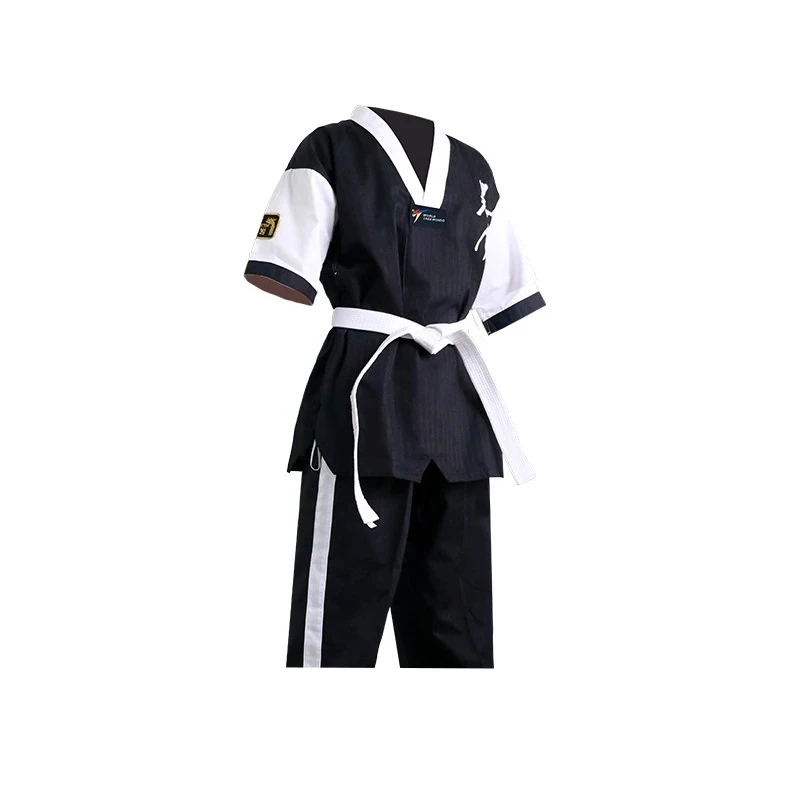 Taekwondo Uniform For Beginners WT Logo Black White Dobok Tae Kwon Do MMA  Martial Arts Karate Suits Embroidered - AliExpress