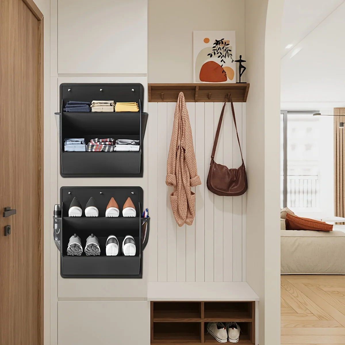 1PC RV Shoe Storage with Adhesive Tape Door Shoe Rack with Large Deep Pockets Suitable for Campers Narrow Space Wardrobe Storage