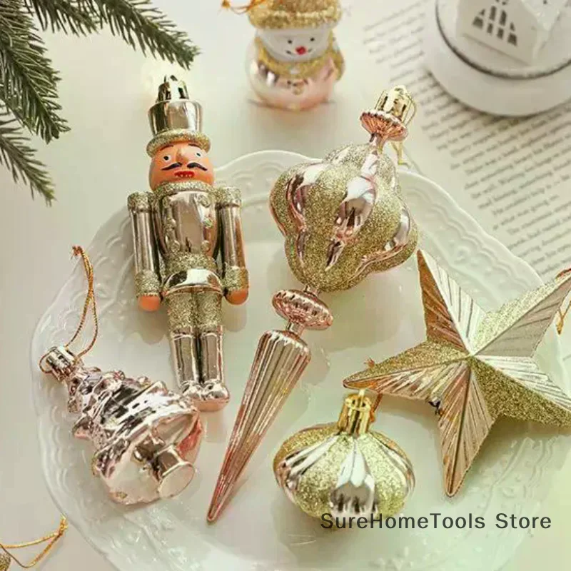 2PCS Red&white Christmas Hanging Decoration Plastic Santa Clause Christmas Tree Ornament Festival Party Supplies Xmas Baubles