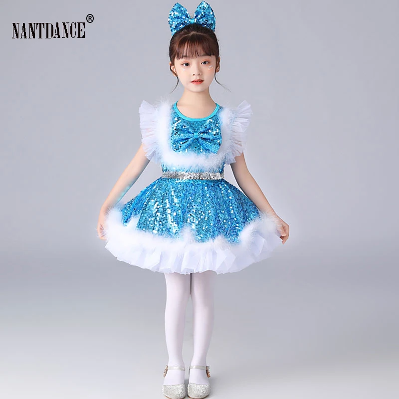 Sequins Dance Dress Girls Kids Dance Costume Girl Kids Dance Outfit Cheerleader Costume Dancewear Dance Wear Girls