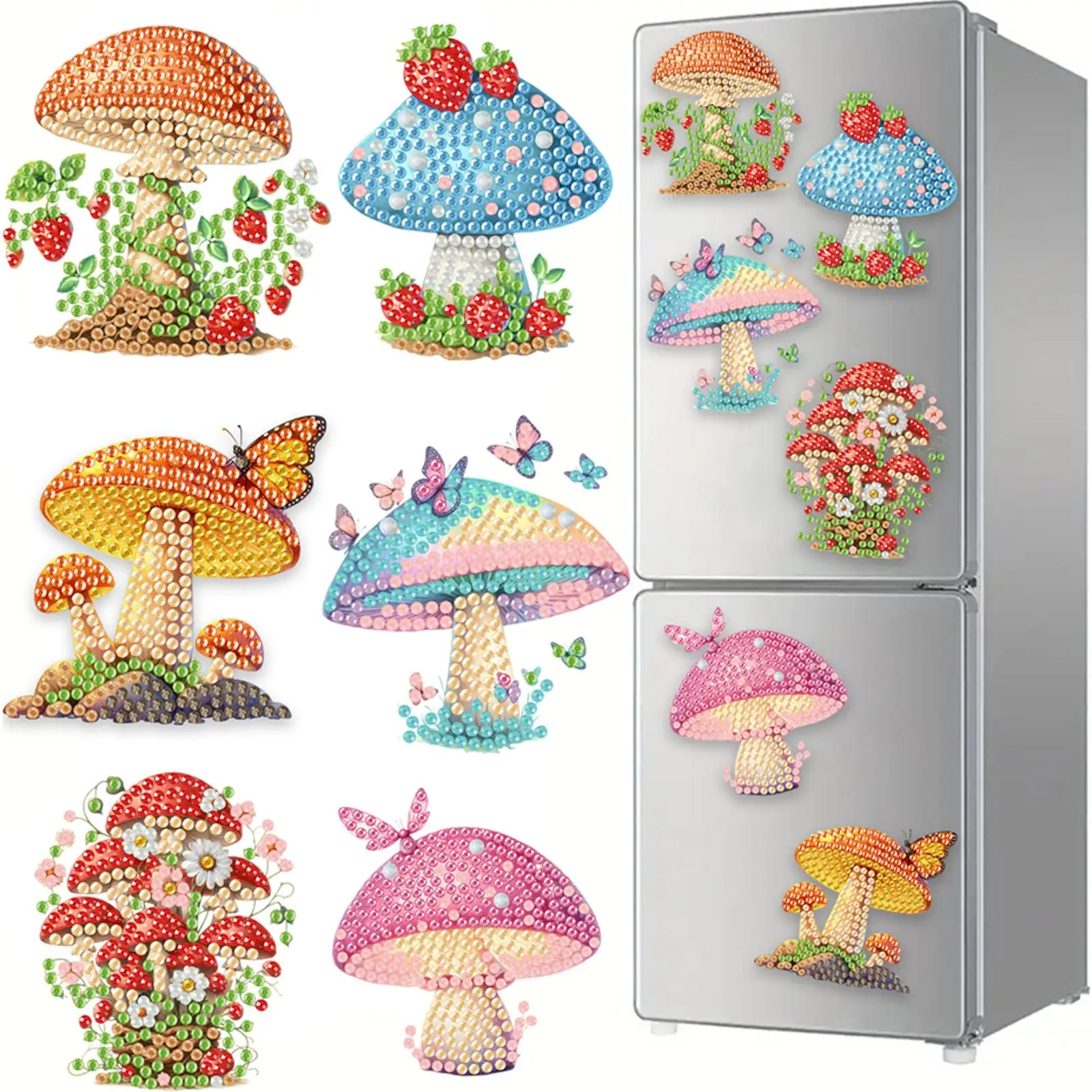 6Pcs DIY Diamond Art Refrigerator Magnet Diamond Painting Fridge Magnets DIY Diamond Painting Magnets Kit for Art Crafts Gift