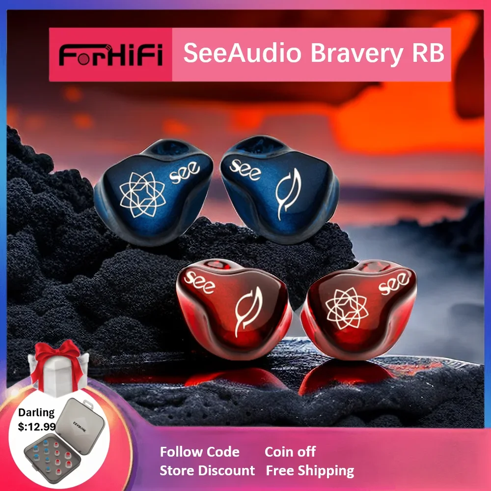 

SeeAudio Bravery Edition 4 Balanced Armature In-Ear Monitors Earphones 4BA IEMs with 2Pin 6N OCC Detachable 3-in-1 Plugs Cable
