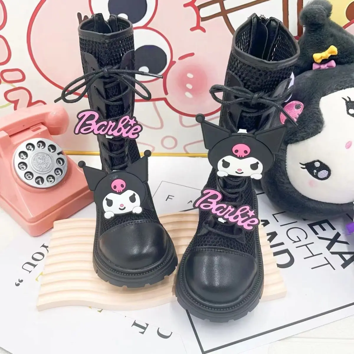 

Girly Heart Kuromi Kawaii Sanrio Anime Ins Fashion Boots Summer Cute Cartoon Net Princess Shoes Lovely Gifts for Kids