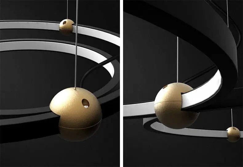 Lach Modern Chic Ringförmige Pendelleuchte Schwarz-Gold Ring LED Deckenpendelleuchte Innenbeleuchtung für Esszimmer Küchentisch – Detail 8