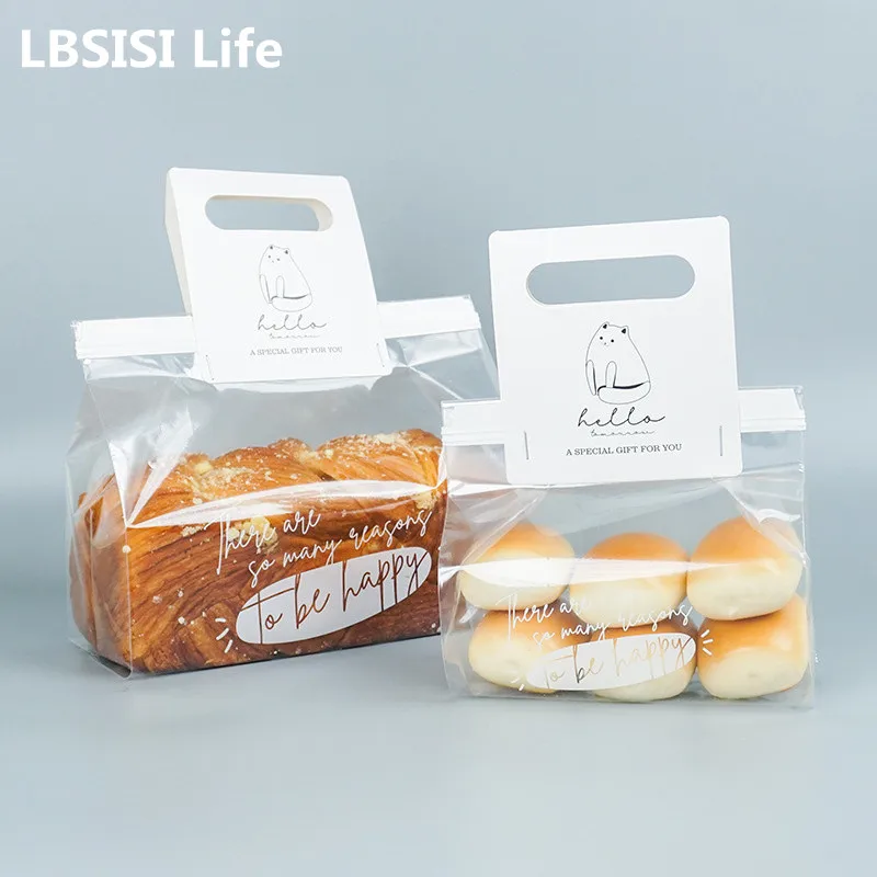 LBSISI Life 50pcs Transparent Tote Toast Bread Ziplock Plastic Bag For