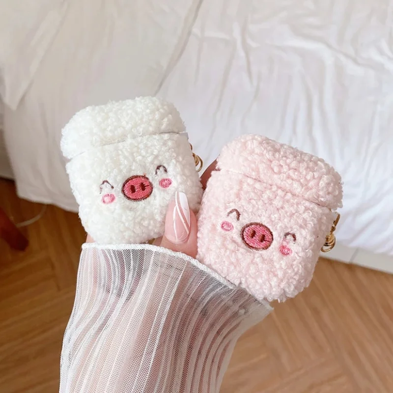 

Lovely Plush Pig Teddy Dog Case Cover for Apple Airpods 1 2 Pro Bluetooth Earphone Protective Cases Fashion Headphones Fur Cases